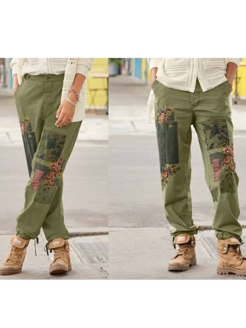 Sundance Catalog Women's Embroidered Patchwork Utility Boho Chic Pants 6